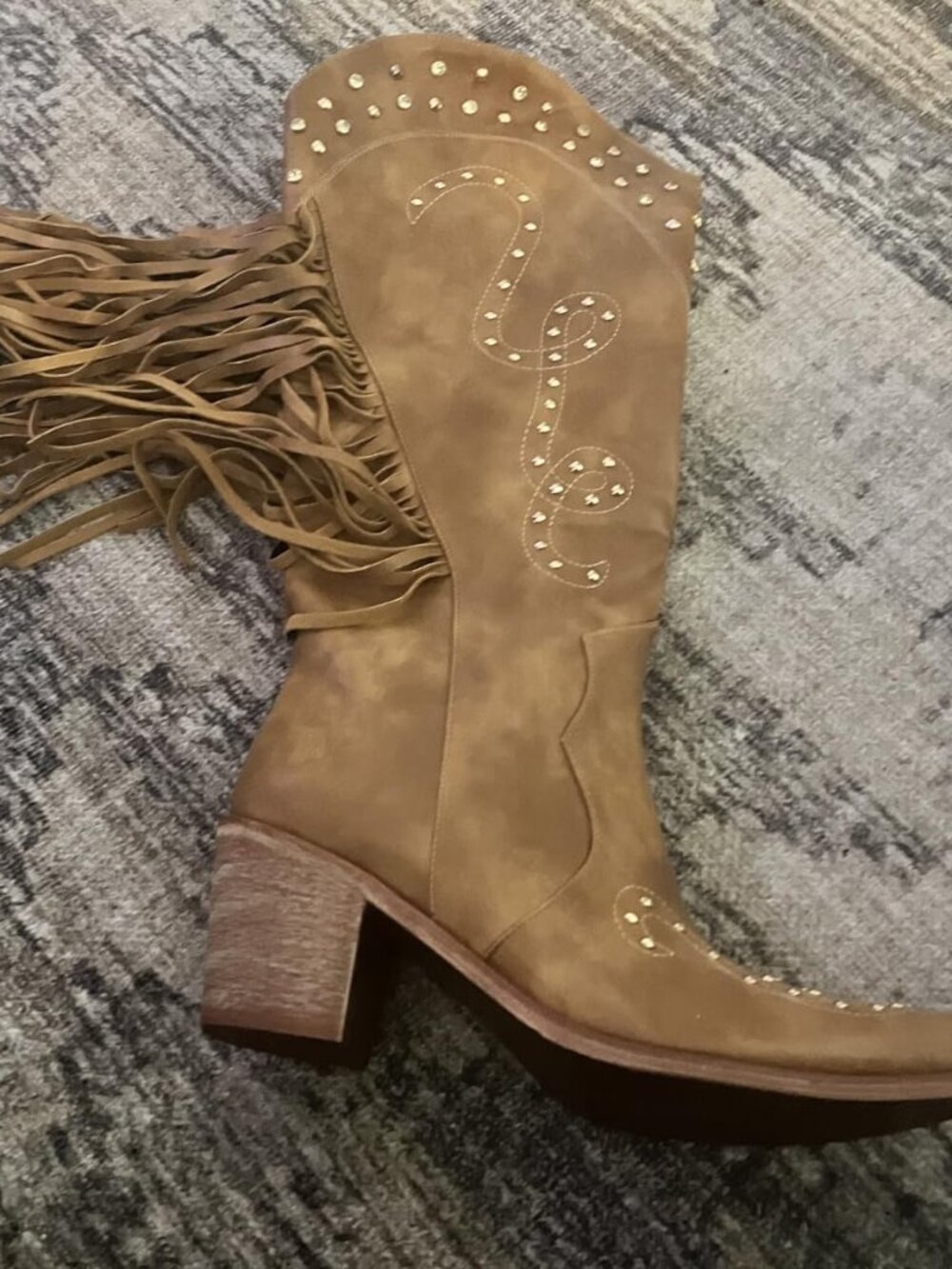 Rhinestone Pointed Toe Fringe Cowgirl Boots - Picture 3 of 9